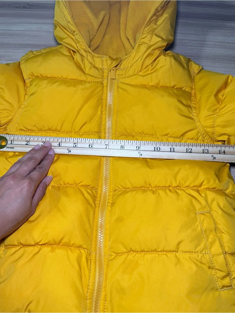 Old Navy 5T Toddler Yellow Puffer Coat Hooded Warm Fleece Lined Jacket